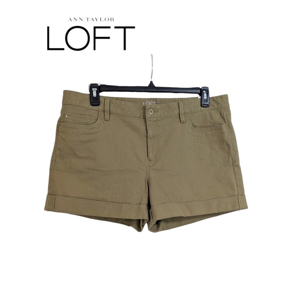 New LOFT Original Cuffed Jean Shorts - Taupe Tan Grey Greige - Size 16 Womens